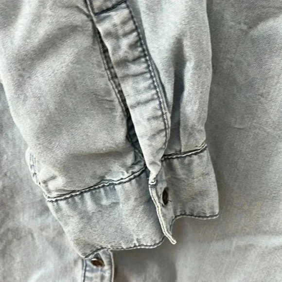 ❤️2/$40❤️[M]Parasuco Light Denim oversized Long Sleeve Button Tunic Dress Shirt - Picture 5 of 7